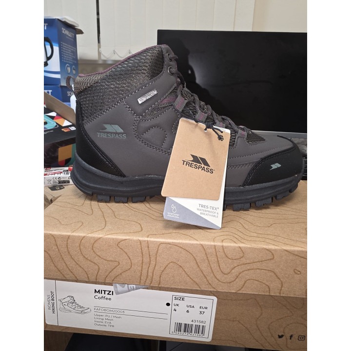 Box Lot 5 x Trespass Mitzi Coffee Hiking Boot Size 4